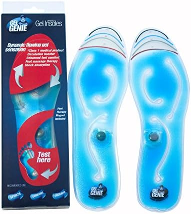 The New Gel Genie's Professional Shoe Insoles - True Free Flow Gel Insoles - Foot Pain Relief Insoles - Class 1 Medical Shoe Insoles - w Removable Magnets - Insoles For Women - Insoles For Men - Best Insoles Guarantee! (Pair, All Sizes)