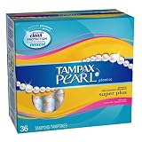 Tampax Pearl Plastic, Super Plus Absorbency, Fresh Scent Tampons, 36-Count (Pack of 2)