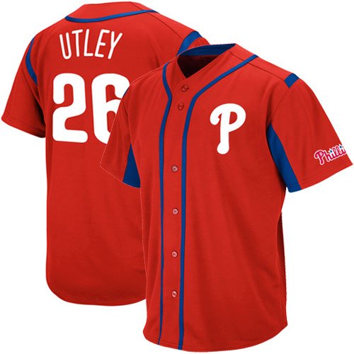 Majestic Chase Utley Philadelphia Phillies Youth Wind-Up Jersey - Red (Large)
