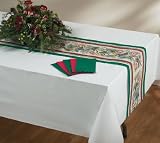 Disposable Christmas Table Runners - Pine and Holly Linen Like