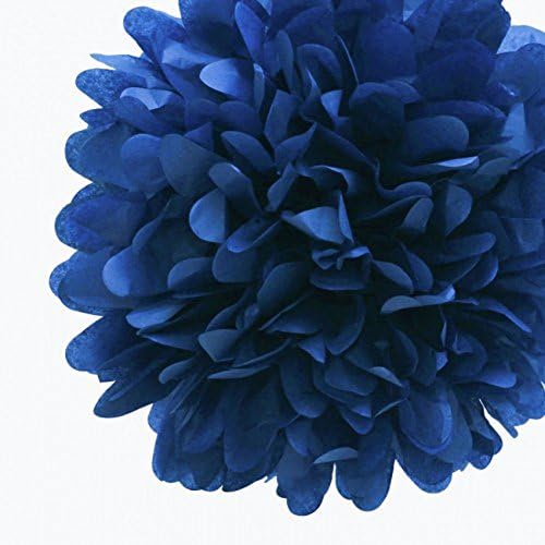 Funny Zakka - Pom Poms Ball Blooms 6"-20" Tissue Paper Flowers (8" Navy Blue) Wedding Decoration Celebration Party Hotel House Room Vintage Hanging Crafts (pack of 4)