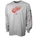 Reebok Detroit Red Wings Ash Left Wing Long Sleeve T-shirt