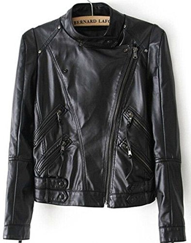 秋冬物 レディース レザー ショート 長袖 ヤング ライダース ジッパー ジャケット ブラック スリム カジュアル アウター 羽織 ブルゾン オリジナルアクセサリー付属 EVM0331