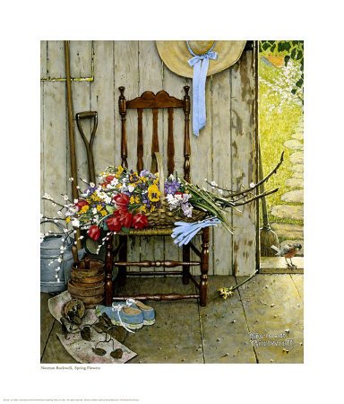 Spring Flowers Giclee Poster Print by Norman Rockwell, 18x20