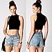 Zeagoo Women's High-elastic Vest High Collar Bodycon Crop