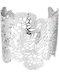 ELLE Sterling Silver Wide Geometric Cuff Bracelet