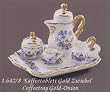 Reutter Porcelain Miniature Gold Blue Onion Tea Set