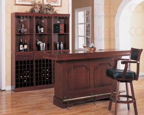 Traditional Cherry Finish Bar Unit wWine Rack Sink Drawers