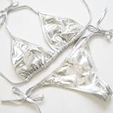 熱視線ドキドキ目立つシルバーメタリックTバック三角ビキニ水着/Silver【Julius】 シルバー ボディピアス