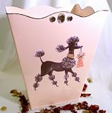 Vintage Trashcan, Wastebasket, Trash Receptacle, Trash Holder 1pc ~ #W20 Shabby Chic Pink Enamel Coated Metal Waste Basket with French Vintage 50's Poodle Art