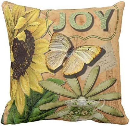 Decorative Square Pillow Covers Cushion Cover Sunflower Eiffel Tower Joy Pillow Case 22X22 Inches