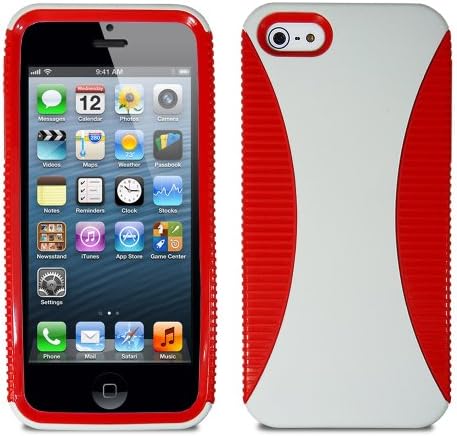 Lumii Ark TWIST Series Hybrid PC + TPU 2 in 1 Protector Skin Cover Case for Apple iPhone 5 - Red/White