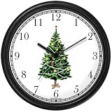 Christmas Tree Christmas Theme Wall Clock by WatchBuddy Timepieces (Black Frame)