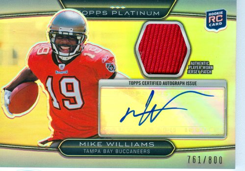 2010 Topps Platinum Authentic Mike Williams Rookie Autograph Game Worn Jersey Card