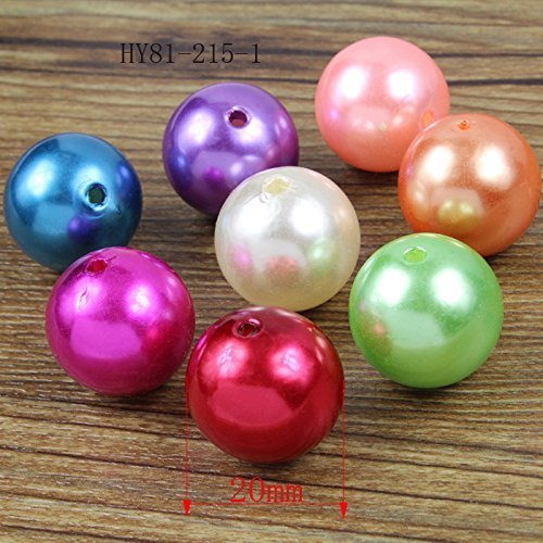 HYBEADS 20mm Faux Pearl Beads Chunky Imitation Pearl Beads Bubblegum - 20PCS Beads Mixed Color DIY Jewelry