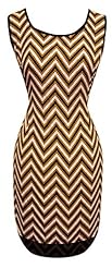 Vintage Stretchy Elasticized   Waistline Chevron Print Sleeveless Spring Summer  Dress