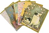 6 Assorted Cat artist painting cards English with blank inside