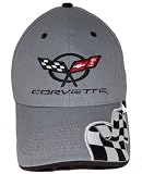 Corvette C5 Gray/Blk Trim Checkered on Brim Hat
