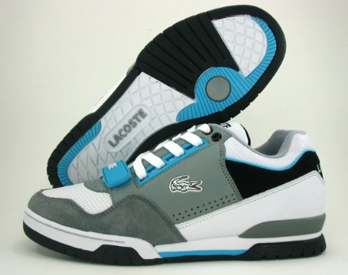 Lacoste Missouri Punched Mens Shoes White Gray Aqua Stealth