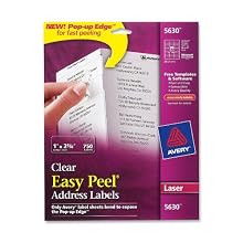 Avery Easy Peel Clear 1 x 2 5/8 Inch Address Labels 750 Count (5630)