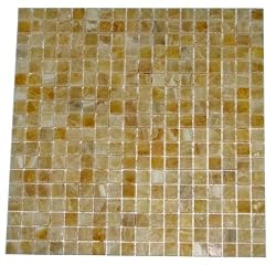 5/8 x 5/8 Premium Quality Honey Onyx Polished Mosaics Meshed on 12" X 12" Sheet for Backsplash, Shower Walls, Bathroom Floors - Orders Over 5 sheets get Free Shipping