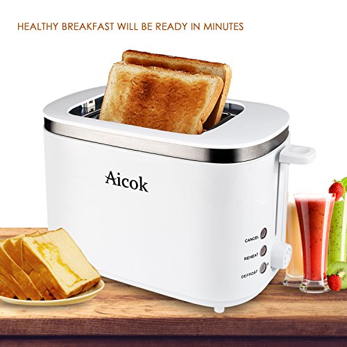 Aicok Compact Cool Wall 2slice Toaster, White (2Slice) everything breakfast!