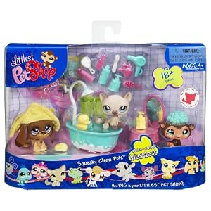 Littlest Pet Shop Themed Playpack - SQUEAKY CLEAN PETS with 3 EXCLUSIVE Pets by Littlest Pet Shop