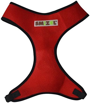 Dog Harness, Soft, Breathable, Easy Walk, Padded Vest, Lightweight, No More Pulling, Tugging or Choking by Smizel (Small, Red)