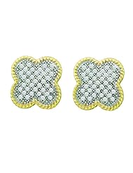 10K Yellow Gold 0.25CT White Diamond Flower Earrings