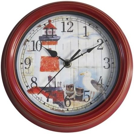 Geneva Clock 4800G 9 in. Antique Lighthouse By The Sea Wall Clock