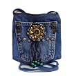 Denim Handbag with Dreamcatcher Crafted from Vintage Denim, 8 x 7