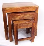 Indian Sheesham Nest of 3 Tables. Solid Hardwood