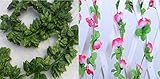 (KAMOMIRU)　観葉植物　ラティス　壁掛　造花　リーフ　フラワー　セット (ピンク　白)