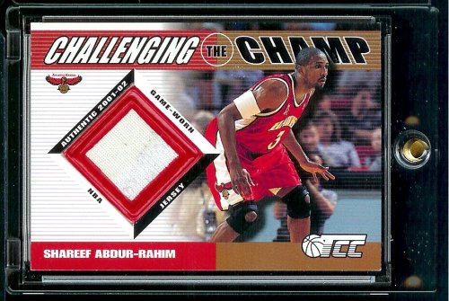 2001-02 Topps Champions & Contenders Challenging the Champ Shareef Abdur Rahim Jersey Atlanta Hawks Basketball Card - Mint Condition - Shipped In Protective Display Case!