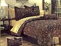 GOTHAM 8 PC BED IN A BAG W/ SHEETS BROWN / GOLD KING, Selling at Major Department Stores!