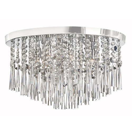 Dainolite JOS-20-8-FH 8-Light Crystal Flush Mounted Fixture, Polished Chrome/Crystal