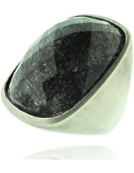 Brushed Sterling Silver Large Rhodolited Quartz Gemstone Ring