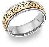 Celtic Knot Wedding Band, 14K Two-Tone Gold