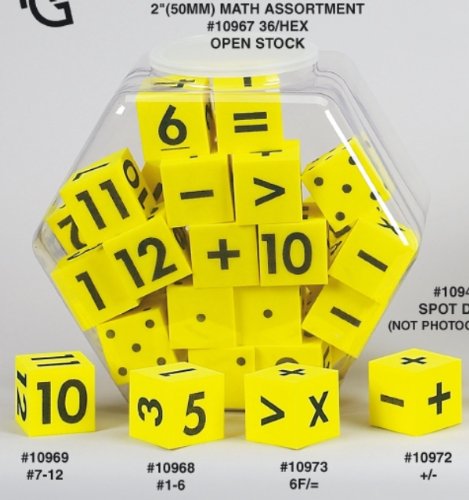 Koplow 50mm Foam d6 Die with Math Operators + and - Yellow with Black