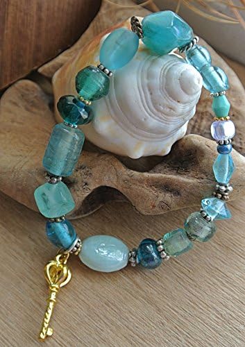 Blue Glass Charm Stretch Stack Bracelet