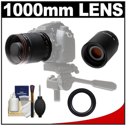 Vivitar 500mm f/8.0 Mirror Lens with 2x Teleconverter (=1000mm) + Accessory Kit for Canon EOS 60D, 6D, 7D, 5D Mark II III, Rebel T3, T3i, T4i Digital SLR Cameras On Sale