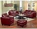2 PCs Red Bicast Leather Contemporary Design Sofa and Loveseat Set