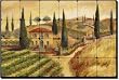 Bramasole Vineyard by Joanne Margosian - Artwork On Tile Tumbled Marble Mural 16" x 24" Kitchen Shower Backsplash