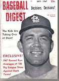 Baseball Digest September 1967, Tim McCarver of St. Louis Cardinals, Al Kaline of Detroit Tigers on back cover (Vol.26 No.8, September 1967)