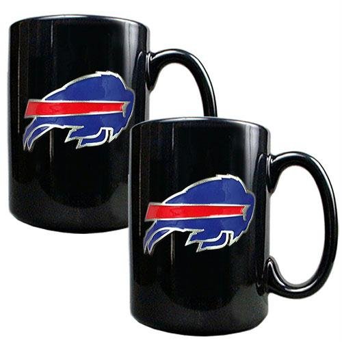 NFL Buffalo Bills Two Piece Black Ceramic Mug Set - Primary Logo