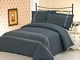 3 Pieces 100% Cotton Grey + Silver Embroidery Duvet Cover with Shams Set fo ....