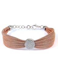 Sterling Silver & Cz Pink Gold Plated Bangle