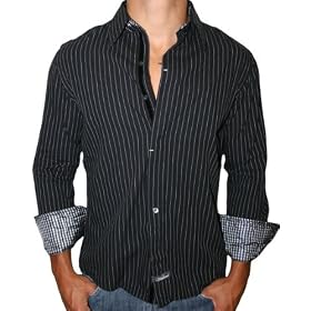 ENGLISH LAUNDRY Scott Weiland Mens Long Sleeve Woven Button Front Dress Shirt Black