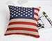Decorbox Decorative 18 x 18 Inch Linen Cloth Pillow Cover Cushion Case, Patriotic American Flag