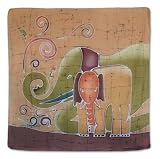 Handmade Colorful Cotton Scarf, 'Elephant Family'